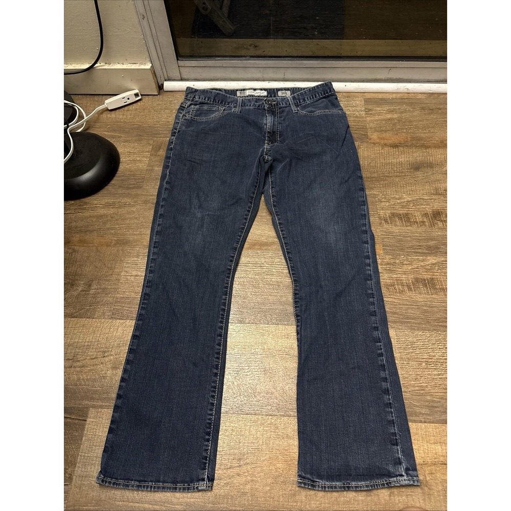 Buckle BKE Jake Straight Leg Jeans Mens 36R Blue Heavy Stitch Grunge Flex Denim